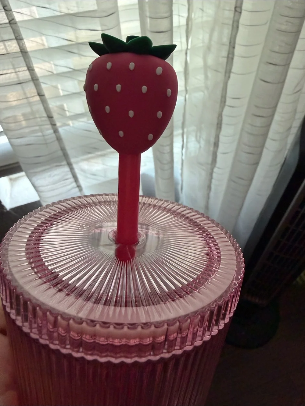 Pink Starbucks Tumbler with Strawberry Straw